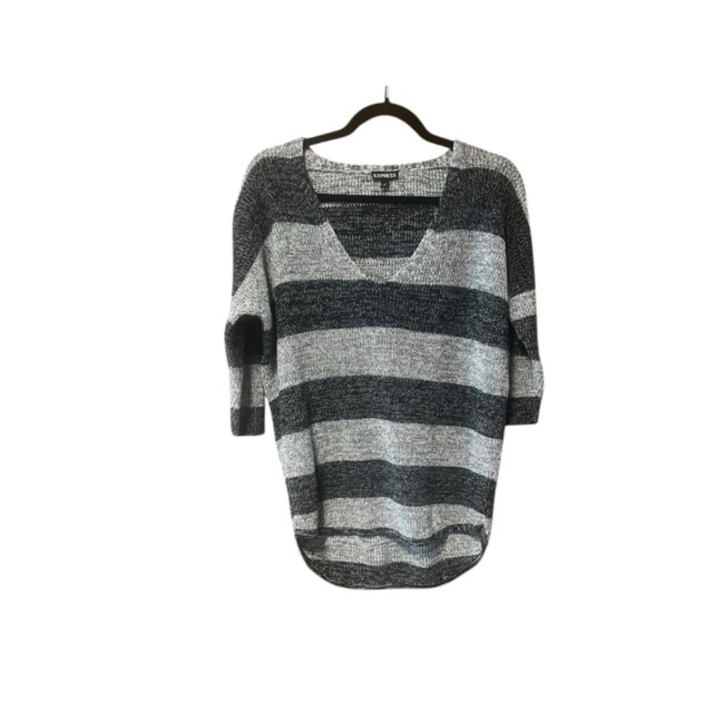 Express Knit Striped V Neck Sweater